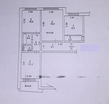 Продам трехкомнатную (3-комн.) квартиру, Таганрогская ул, 124/3, Ростов-на-Дону г