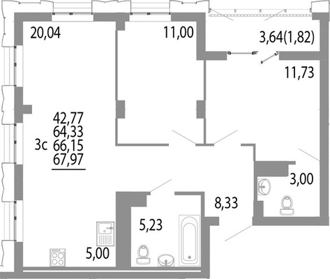 Продам двухкомнатную (2-комн.) квартиру, Академика Парина ул, 13к2, Екатеринбург г