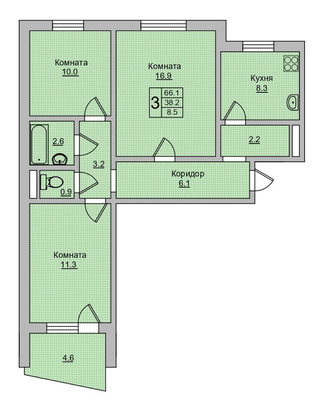 Продам трехкомнатную (3-комн.) квартиру, Таганрогская ул, 124/3, Ростов-на-Дону г
