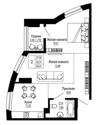 Продам двухкомнатную (2-комн.) квартиру, Привокзальная ул, 3Б, Ростов-на-Дону г