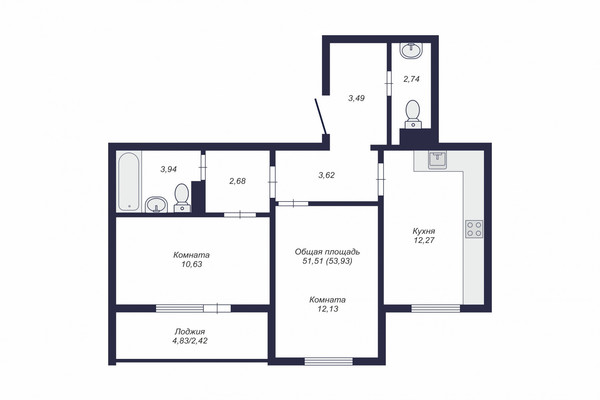 Продам двухкомнатную (2-комн.) , Краснопольский пр-кт, 24, Челябинск г