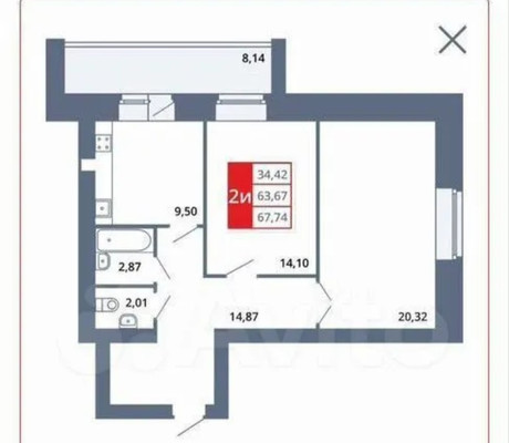 Продам двухкомнатную (2-комн.) квартиру, Рахимьяна Насырова ул, 124к2, Октябрьский г