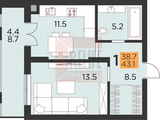 Продам однокомнатную (1-комн.) квартиру, Советский пр-кт, 130, Калининград г