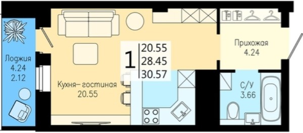 Продам однокомнатную (1-комн.) квартиру, Дудинская ул, 2кД, Красноярск г