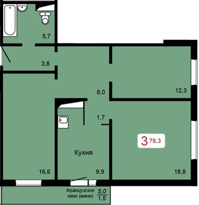 Продам трехкомнатную (3-комн.) квартиру, Аральская ул, 47, Красноярск г