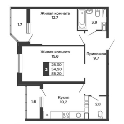 Продам двухкомнатную (2-комн.) квартиру, им. Мачуги В.Н. ул, 166кБ, Краснодар г