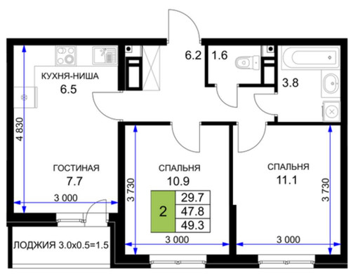 Продам двухкомнатную (2-комн.) квартиру, им. Героя Ростовского ул, 8к5, Краснодар г