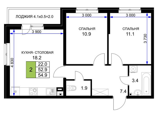 Продам двухкомнатную (2-комн.) квартиру, им. Героя Ростовского ул, 8к6, Краснодар г