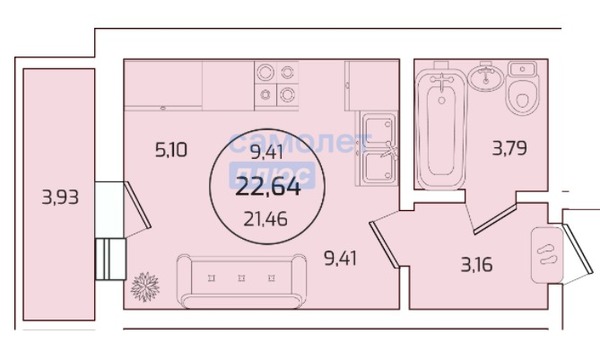 Продам однокомнатную (1-комн.) квартиру, Бжегокайская ул, 25/1к2, Новая Адыгея аул