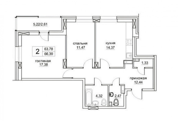 Продам двухкомнатную (2-комн.) квартиру, Революции ул, 52кб, Пермь г