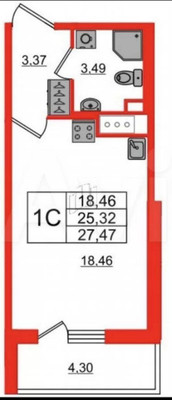 Продам однокомнатную (1-комн.) квартиру, Плесецкая ул, 16а, Санкт-Петербург г