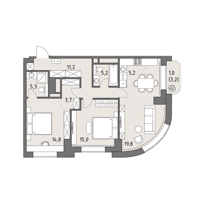 Продам трехкомнатную (3-комн.) квартиру (долевое), Верейская ул, 12, Москва г