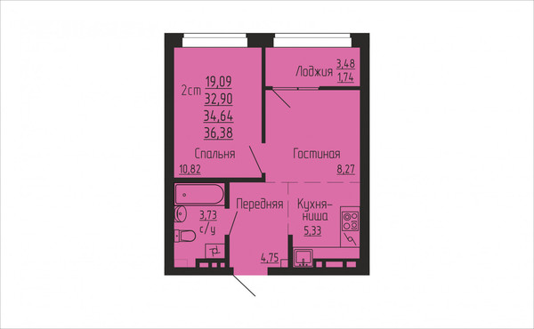 Продам двухкомнатную (2-комн.) квартиру (долевое), Пригородный п