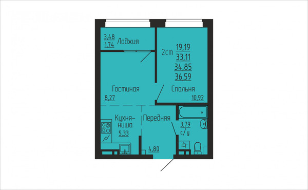 Продам двухкомнатную (2-комн.) квартиру (долевое), Пригородный п