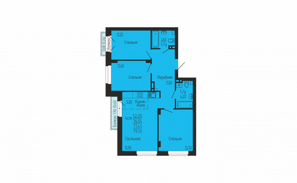 Продам трехкомнатную (3-комн.) квартиру (долевое), Пригородный п