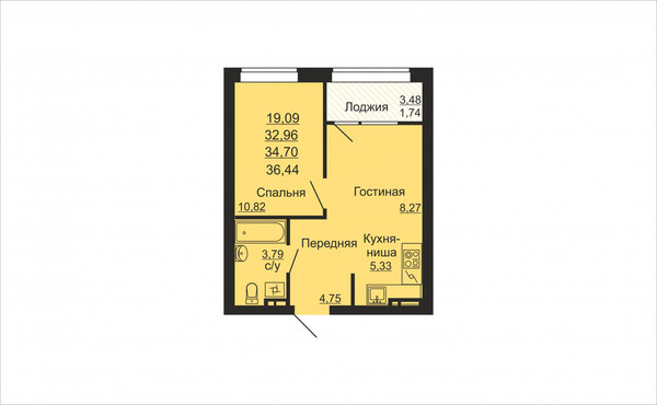 Продам однокомнатную (1-комн.) квартиру (долевое), Пригородный п
