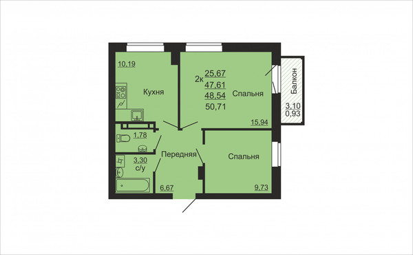 Продам двухкомнатную (2-комн.) квартиру (долевое), Пригородный п