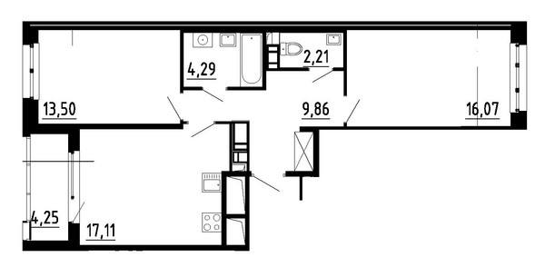 Продам двухкомнатную (2-комн.) квартиру, Уральская ул, 25, Санкт-Петербург г