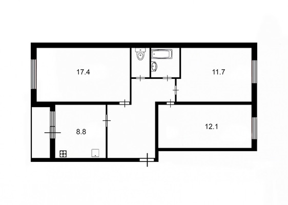 Продам трехкомнатную (3-комн.) квартиру, Староладожский канал ул, 3, Шлиссельбург г