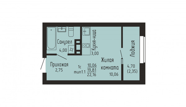 Продам однокомнатную (1-комн.) квартиру (долевое), Пригородный п