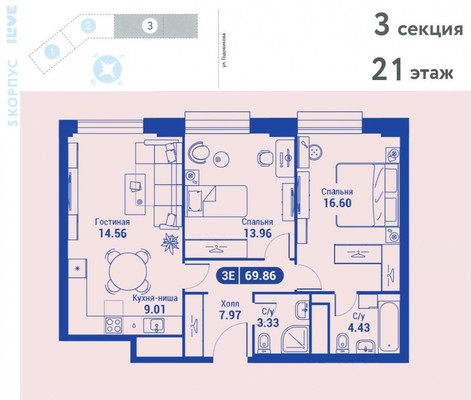 Продам трехкомнатную (3-комн.) квартиру, Годовикова ул, 11к5, Москва г
