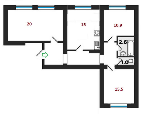 Продам трехкомнатную (3-комн.) квартиру, Малая Балканская ул, 60к1, Санкт-Петербург г