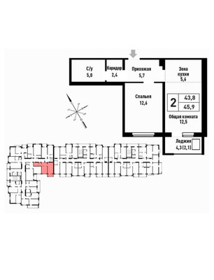 Продам двухкомнатную (2-комн.) квартиру, им В.Т.Христенко ул, 3, Барнаул г