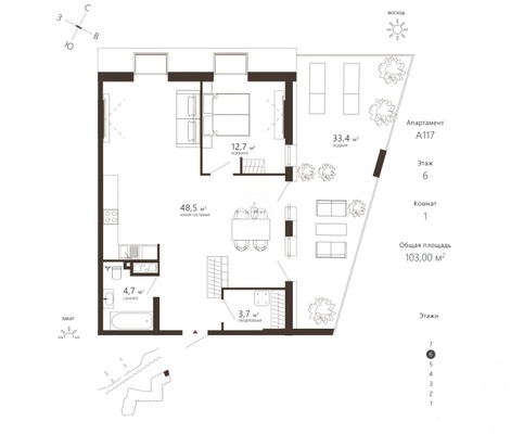 Продам двухкомнатную (2-комн.) квартиру (долевое), Пугачева ул, 2, Зеленоградск г