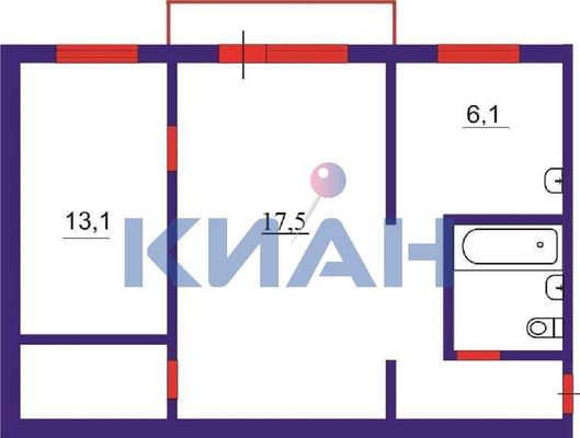 Продам двухкомнатную (2-комн.) квартиру, 60 лет Октября ул, 51, Красноярск г