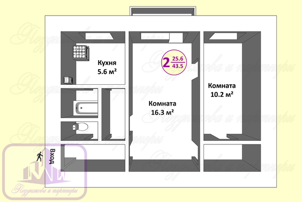 Продам двухкомнатную (2-комн.) квартиру, Некрасова ул, 48, Вологда г