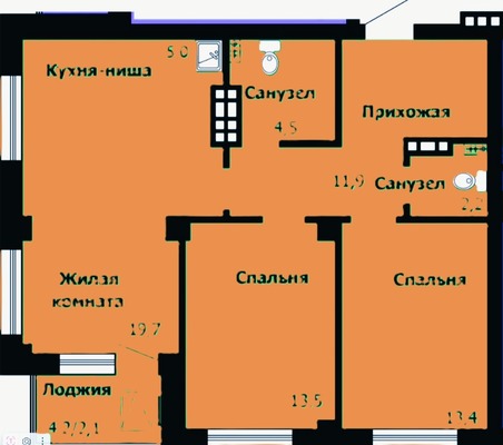 Продам двухкомнатную (2-комн.) квартиру, Лесопарковая ул, 43к1, Красноярск г