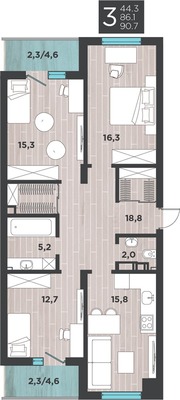 Продам трехкомнатную (3-комн.) квартиру, Большая Окружная 3-я ул, 243к3, Калининград г
