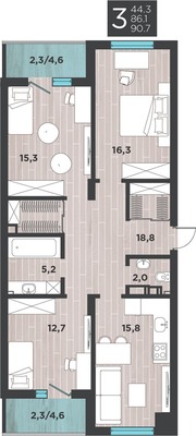 Продам трехкомнатную (3-комн.) квартиру, Большая Окружная 3-я ул, 243к3, Калининград г