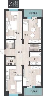 Продам трехкомнатную (3-комн.) квартиру, Большая Окружная 3-я ул, 243к3, Калининград г