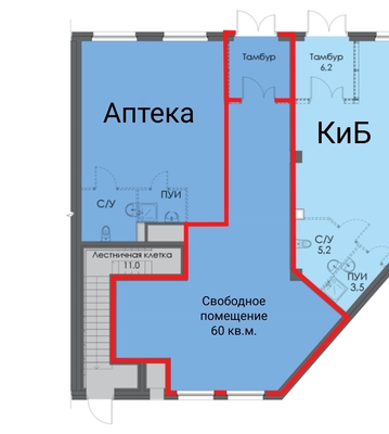 Сдам торговое помещение 60 м2, Итальянский пер, , 2к1, Кудрово г