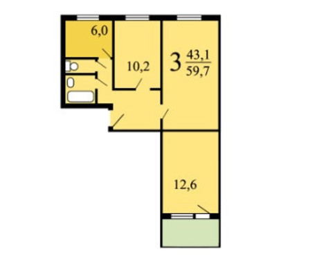 Продам трехкомнатную (3-комн.) квартиру, Дубнинская ул, 12к3, Москва г