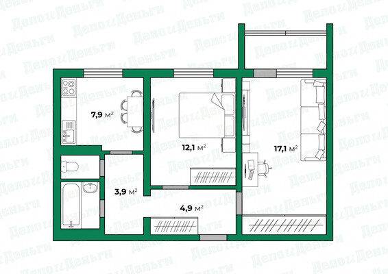 Продам двухкомнатную (2-комн.) квартиру, Блюхера ул, 32, Киров г