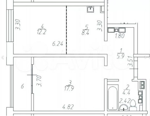 Продам двухкомнатную (2-комн.) квартиру, Лызина ул, 9, Иркутск г
