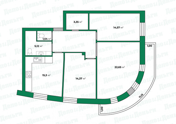 Продам трехкомнатную (3-комн.) квартиру, Володарского ул, 110в, Киров г