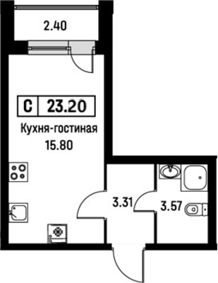 Продам однокомнатную (1-комн.) квартиру, Екатерининская ул, 17, Мурино п