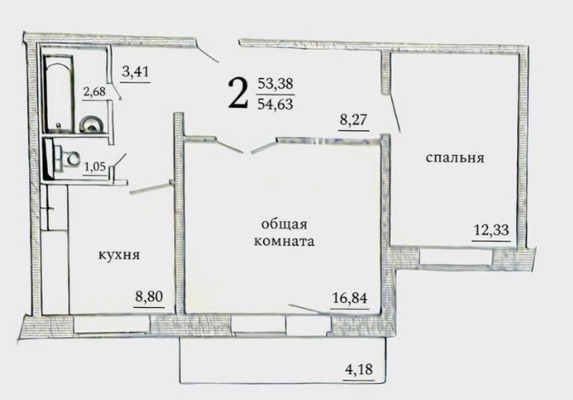 Продам двухкомнатную (2-комн.) квартиру, Абытаевская ул, 4а, Красноярск г