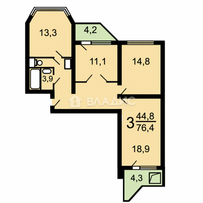 Продам трехкомнатную (3-комн.) квартиру, 9-я Северная линия, 17, Москва г
