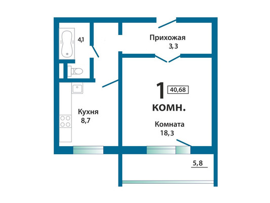 Продам однокомнатную (1-комн.) квартиру, Молодогвардейцев ул, 34, Челябинск г
