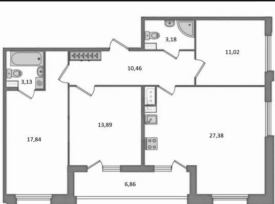 Продам трехкомнатную (3-комн.) квартиру, Светлановский пр-кт, 14к1, Санкт-Петербург г