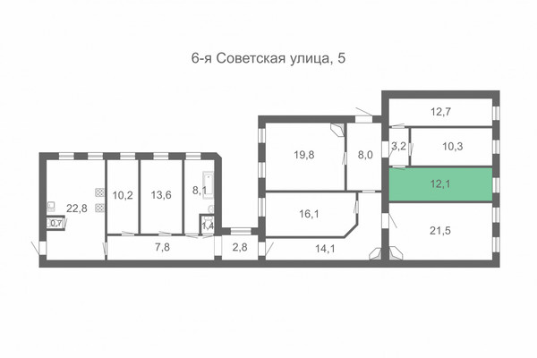 Продам комнату в 8-комн. квартире, 6-я Советская ул, 5, Санкт-Петербург г