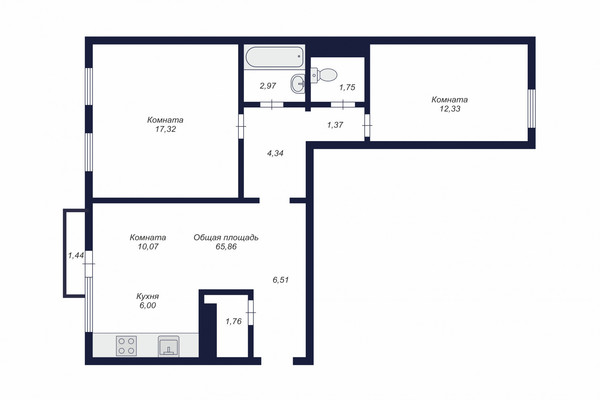 Продам трехкомнатную (3-комн.) , Блюхера ул, 125В, Челябинск г