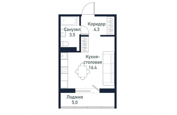 Продам однокомнатную (1-комн.) квартиру, Ласковая ул, 17, Пригородный п