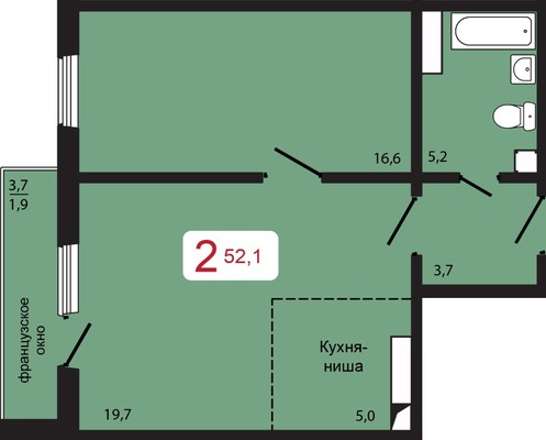 Продам двухкомнатную (2-комн.) квартиру, Прибойная ул, 31кВ, Красноярск г