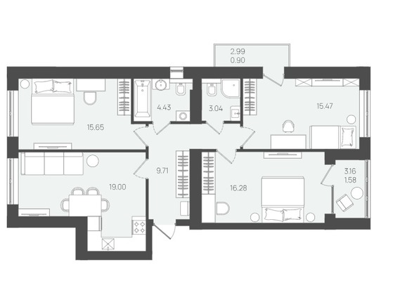 Продам трехкомнатную (3-комн.) квартиру (долевое), Молодежная ул, Пионерский г