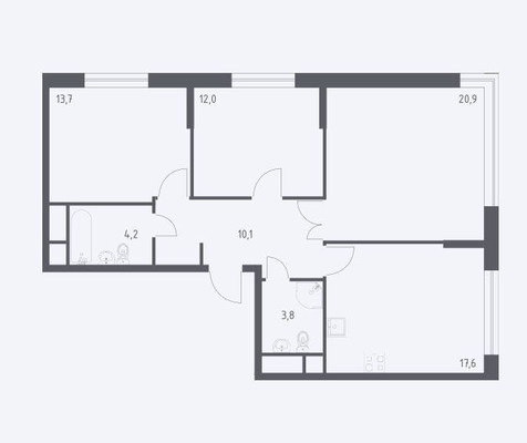 Продам трехкомнатную (3-комн.) квартиру, 3-я Хорошёвская ул, 17А, Москва г